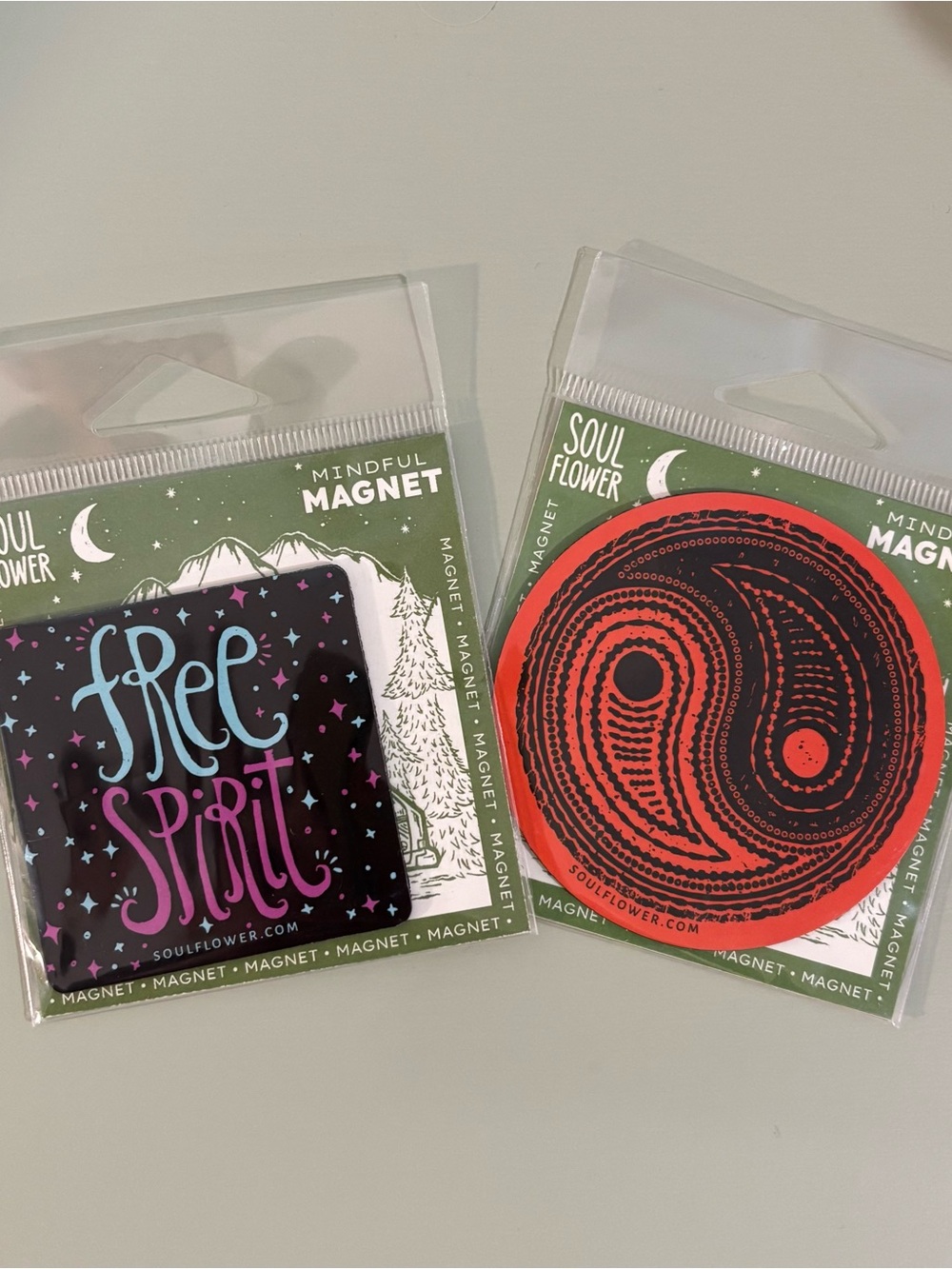 Soul Flower Purple & Red Free Spirit and Yin Yang Magnet Set